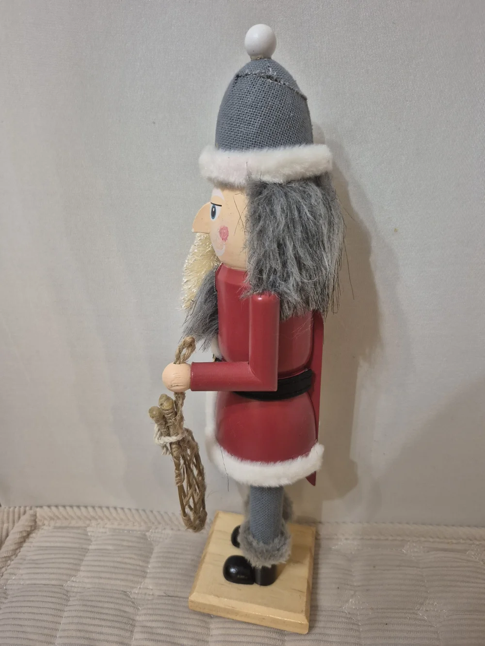 Wooden Red Nutcracker With Snowshoes Holiday Decoration